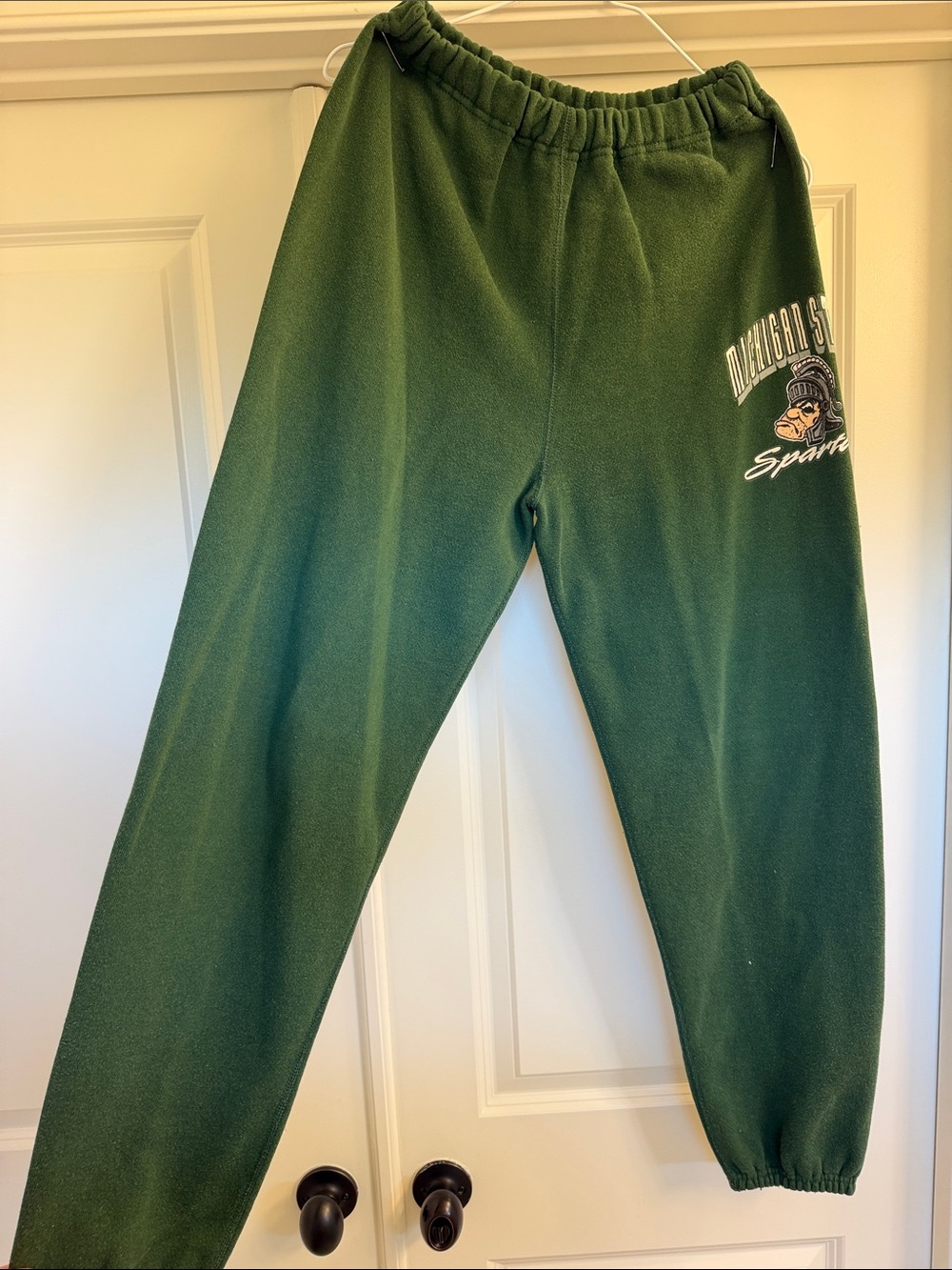 LOGO 7 Dark Green Fleece Sweatpants with Spartans Graphic- NWOT